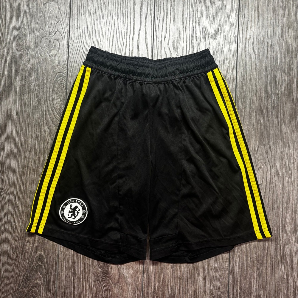 Adidas Chelsea FC Soccer Shorts Black Yellow ClimaCool Mens Small Training Sport